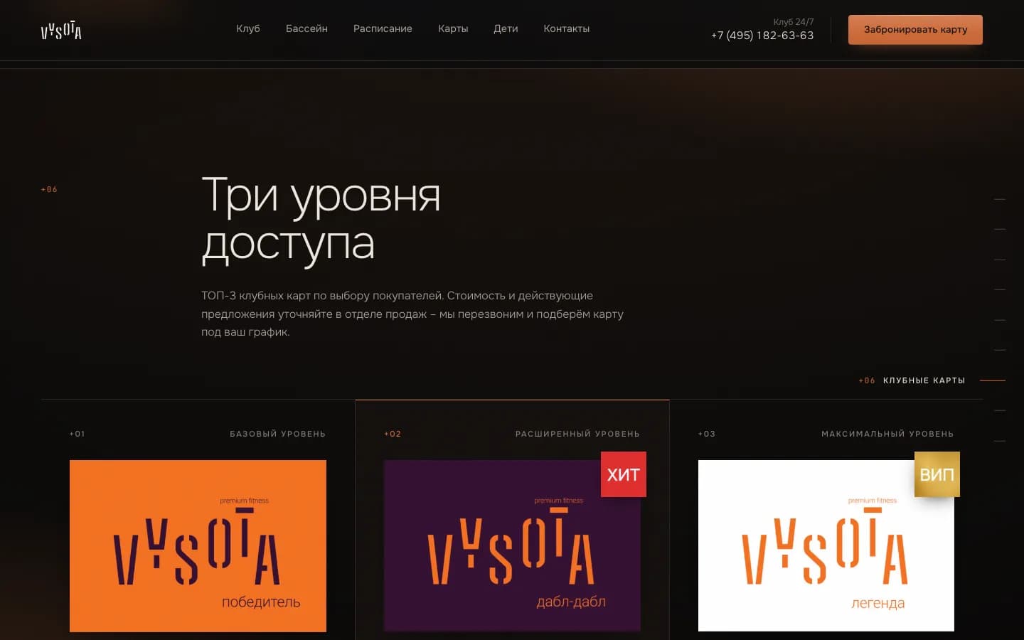 Три уровня клубных карт